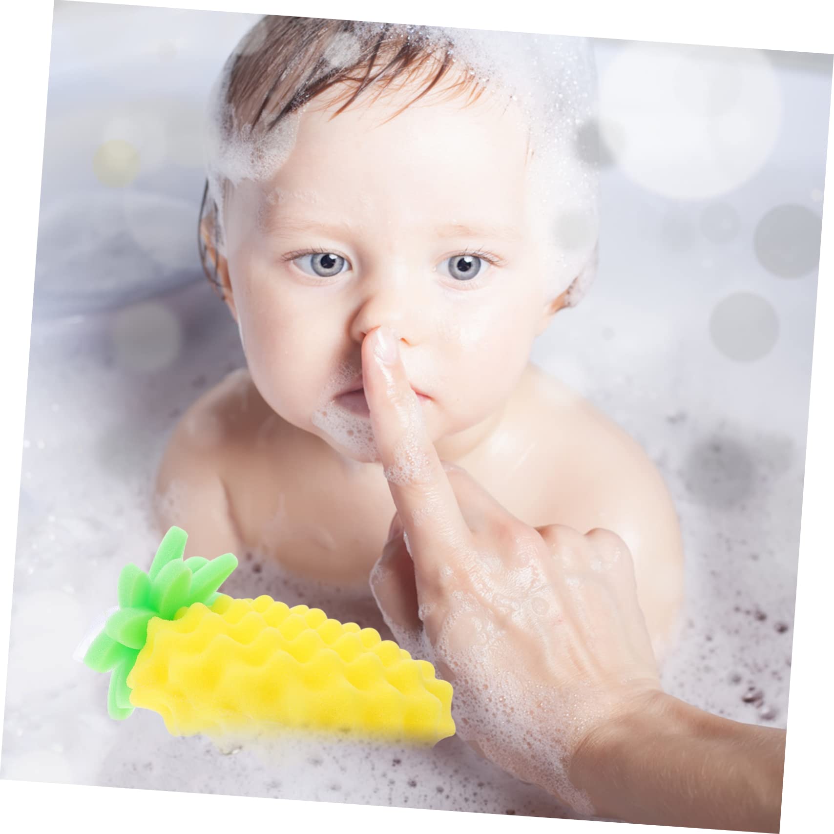 Healeved 4piezas Esponja De Baño Para Bebés Diseño De Piña Cepillo Para Baño Infante Exfoliante Natural Para Nuevos Nacidos y Fácil De Usar y Almacenar