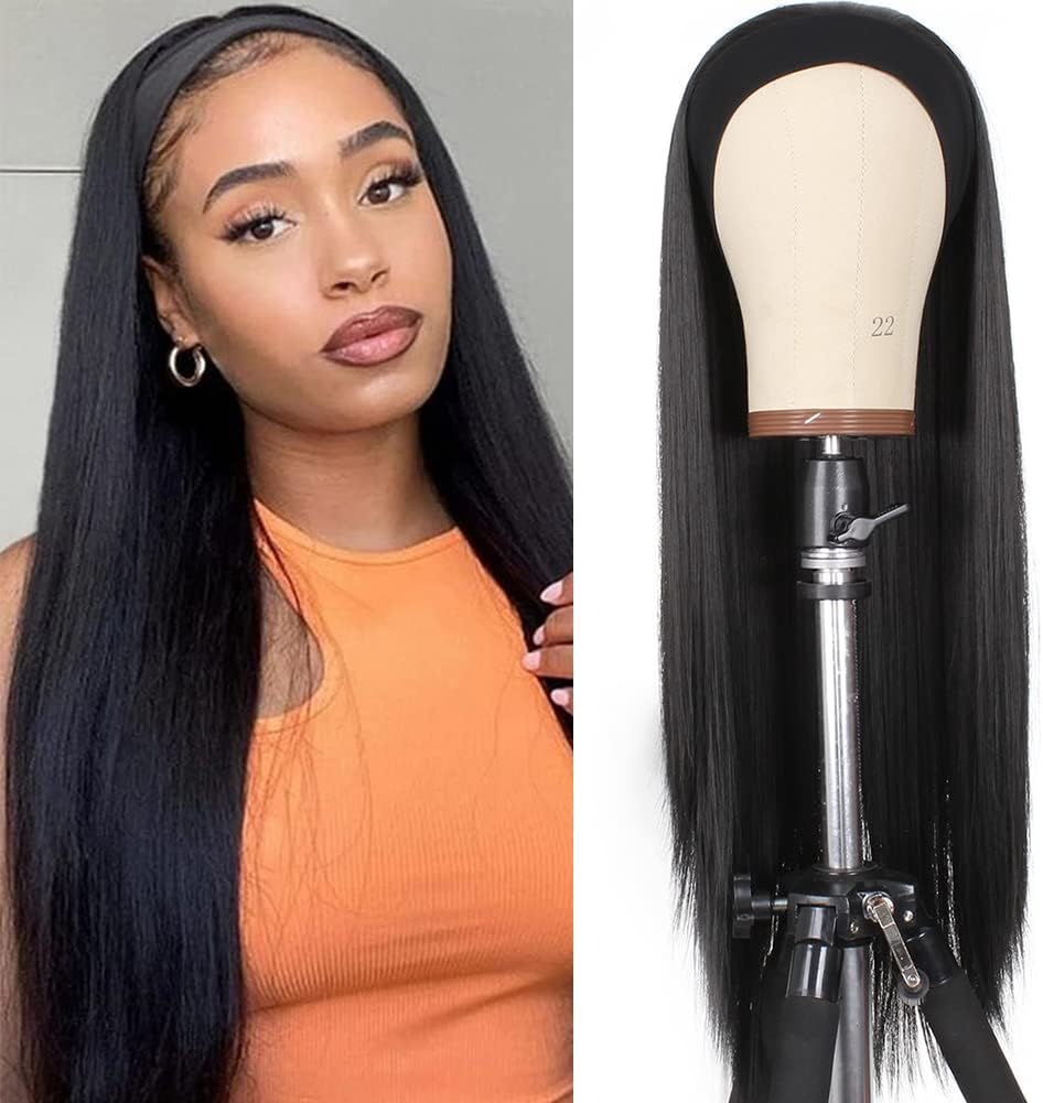 Xtrend 24Inch Headband Wig Long Straight Black None Lace Front Wig