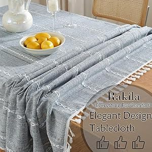 55 x 70 inches Boho Rustic Farmhouse Style Rectangular Tablecloth Cotton Linen Dust-Proof Table Decoration for Kitchen Dining Party (55 x 70 Inch, Light Gray) 55 x 70 inches Boho Rustic Farmhouse Style Rectangular Tablecloth Cotton Linen Dust Proof Table Decoration for Kitchen Dining Party 55 x 70 Inch Light Gray
