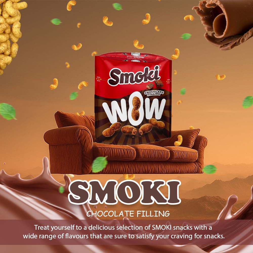 27 PCS Smoki WOW Schokolade – Unwiderstehliche Milchschokolade mit Erdnuss- & Maisgrießfüllung, 35% Kakao (SMOKI WOW Chocolate 70g (Pack of 27))