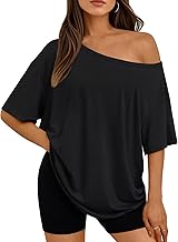 LILLUSORY Off The Shoulder Tops Oversized Tshirts Short Sleeve Basic Tee 2026 Casual Summer Fashion Clothes