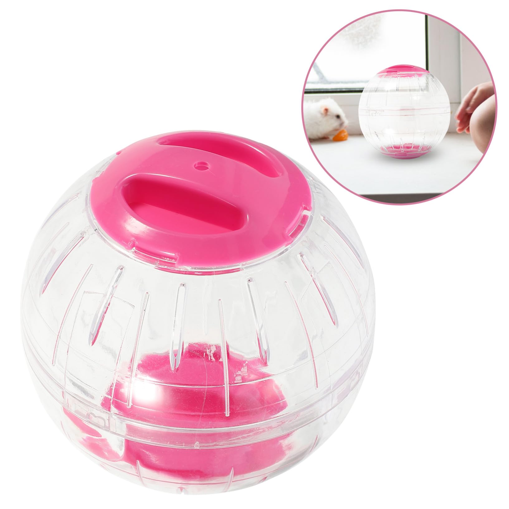 4 Pièces Boule Exercice Transparente pour Petits Animaux Bleues Roses Roue Silencieuse Portable pour Hamster Gerbille Souris et Petits Mammifères Activité pour Cage