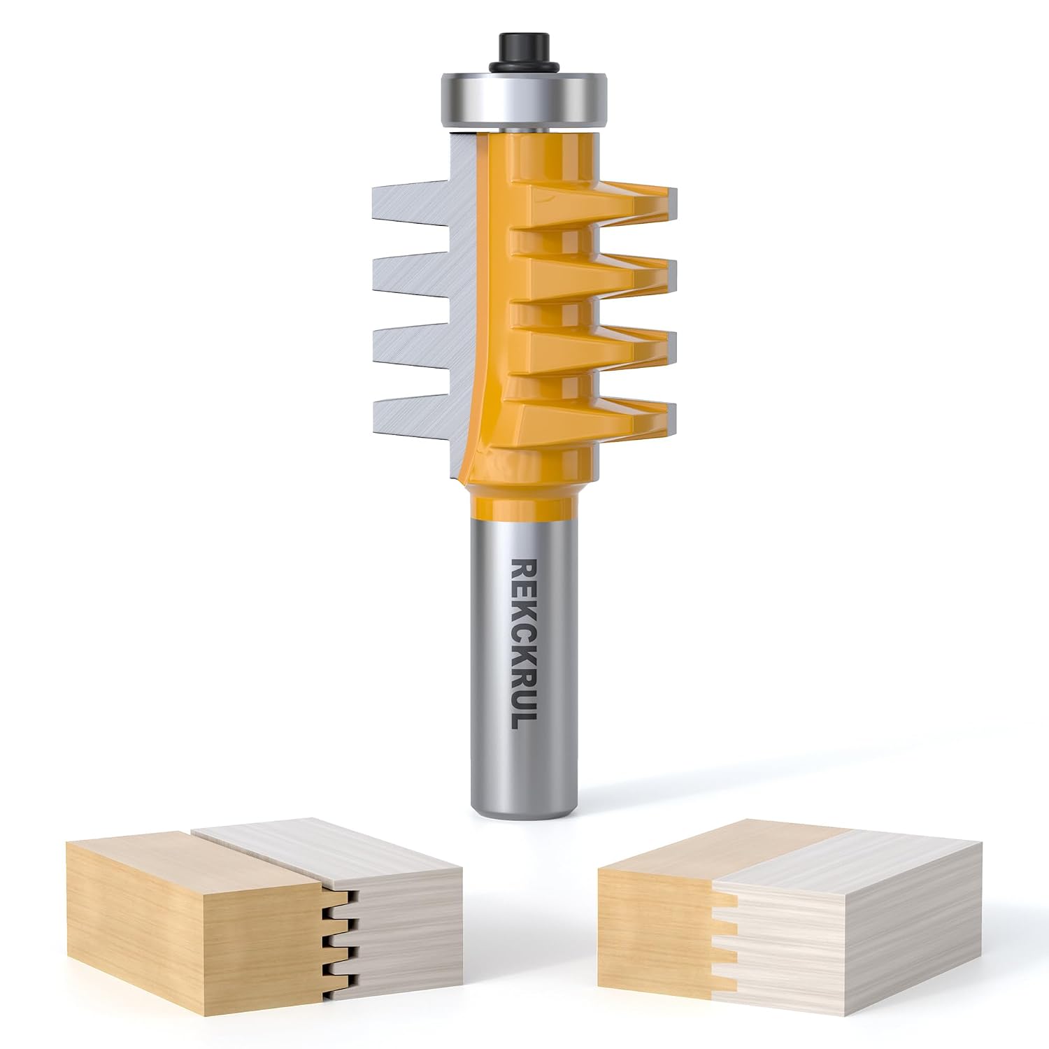 Professional Reversible Finger Joint Router Bit 1/4 Inch Shank - Carbide Tipped Woodworking Cutter for DIY Furniture, Cabinets, Doors, Cabinet, and Tables, Anti-Kickback Design