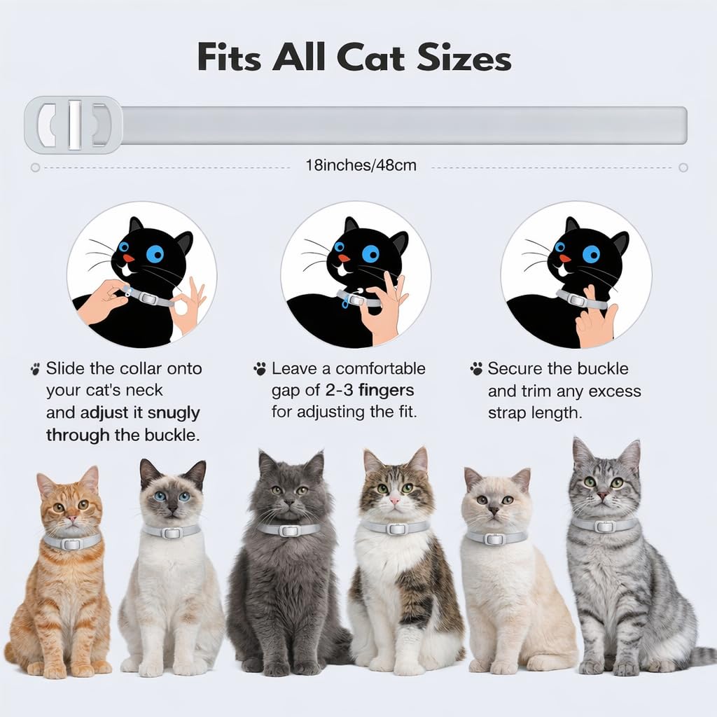 Collar Antiparasitario para Gatos – Anti Pulgas y Garrapatas – Pack de 2 Collares Ajustables con Aceites Esenciales Naturales – Protección Diaria para Gatos Pequeños y Adultos
