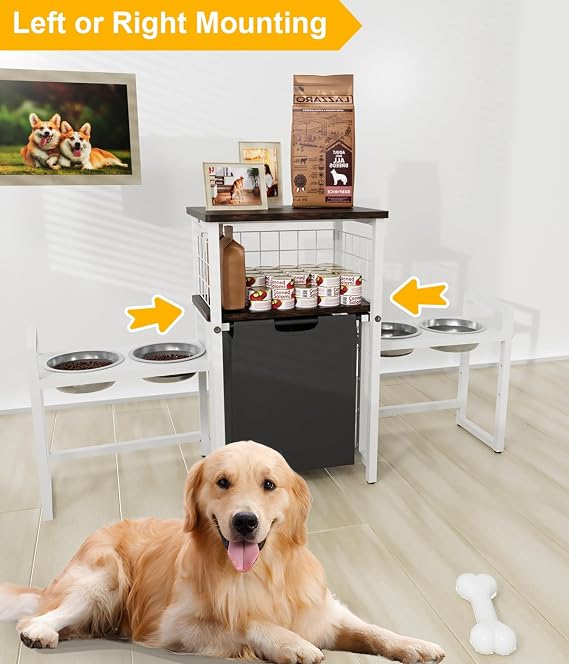 30.6Long x 26.2 High Elevated Dog Bowl Stand, White