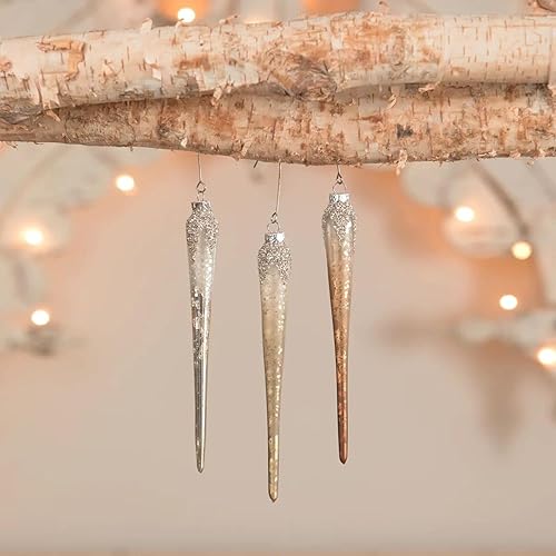 Miniatura 1 de Bethany Lowe Adornos metálicos de carámbanos degradados, juego de 3