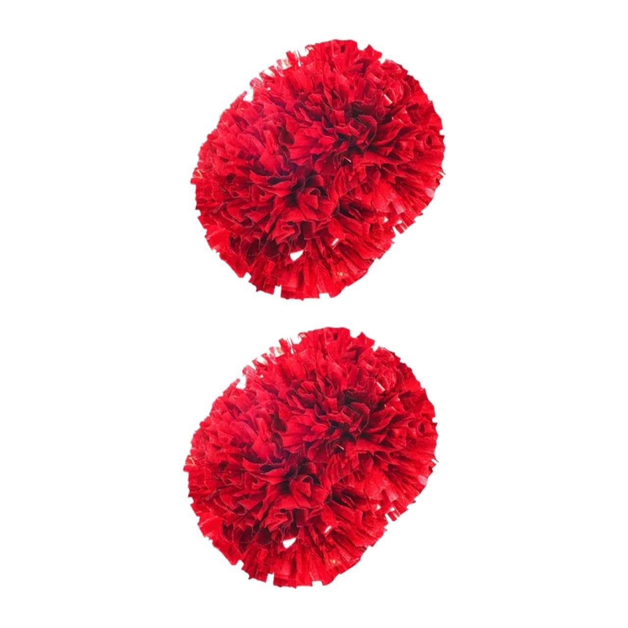 Glitter Metallic Foil Pompoms, 6 Pieces Cheerleading Pom Poms Multicolor for Dance Party(Red)