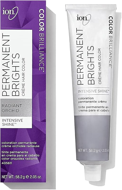Ion Permanent Brights Creme Hair Color Radiant Orchid, Vegan, Cruelty Free, PPD Free, 100% Gray Coverage, Long Lasting, Fade Resistant Color, 2.05 oz