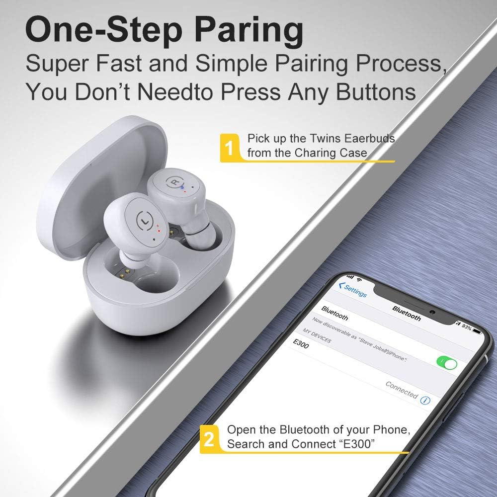 1mii Ankbit True Wireless Bluetooth Earbuds, Upgraded Bluetooth 5.0 Sport Sports TWS Stereo Headphones in Ear Build in Mic IPX7 Waterproof for Workout, Running