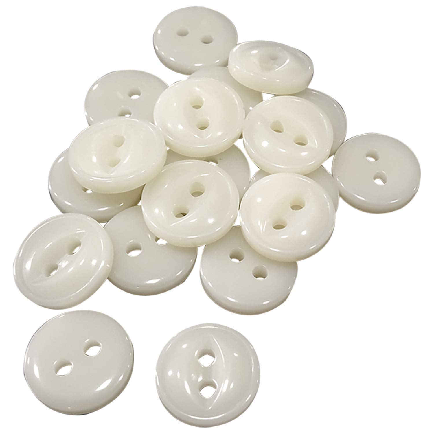 Trimming Shop Round Resin Fisheye Buttons 2 Holes Cream Colour for Clothing Fabric Knitting Sewing DIY Craft Project Crochet Fashion Designing, 11mm, 20pcs