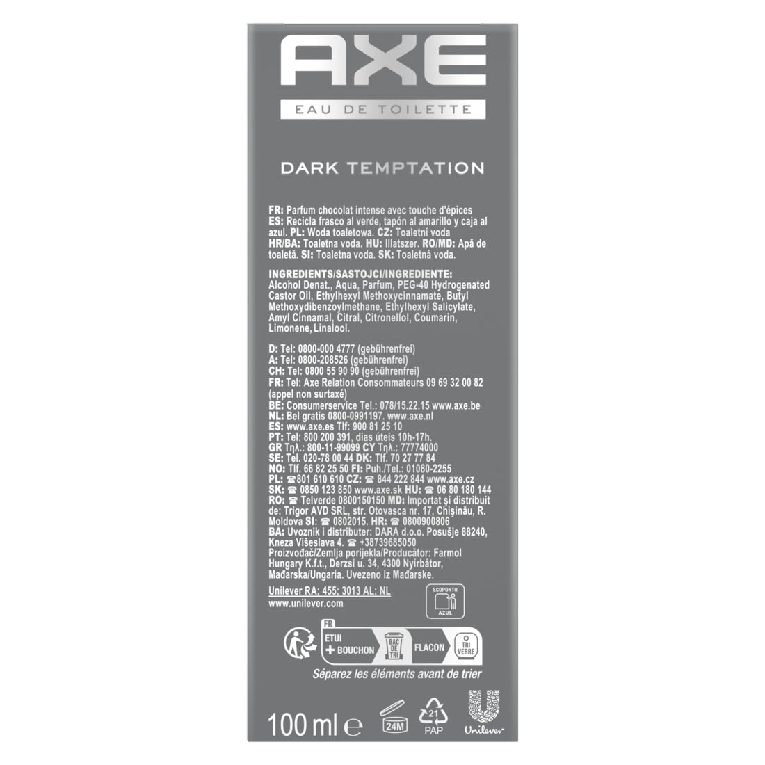 Axe Dark Temptation, Eau de Toilette Dark Temptation, Duft: Schokolade Noir & Gewürz, Wirksamkeit & Frische 24 Stunden – Flasche mit 100 ml – Ansicht 2