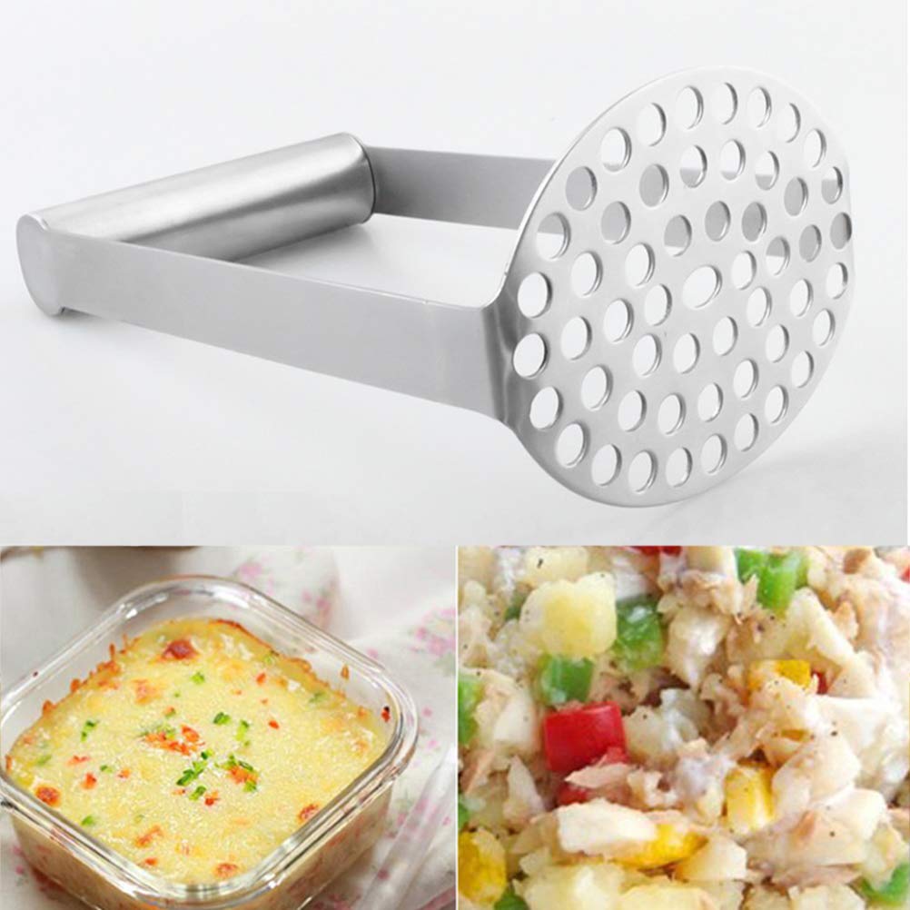 Kartoffelstampfer Edelstahl – Innovative Presse für müheloses Obst und Gemüse Stampfen – Stabile Silberpresse für einfaches Kochen