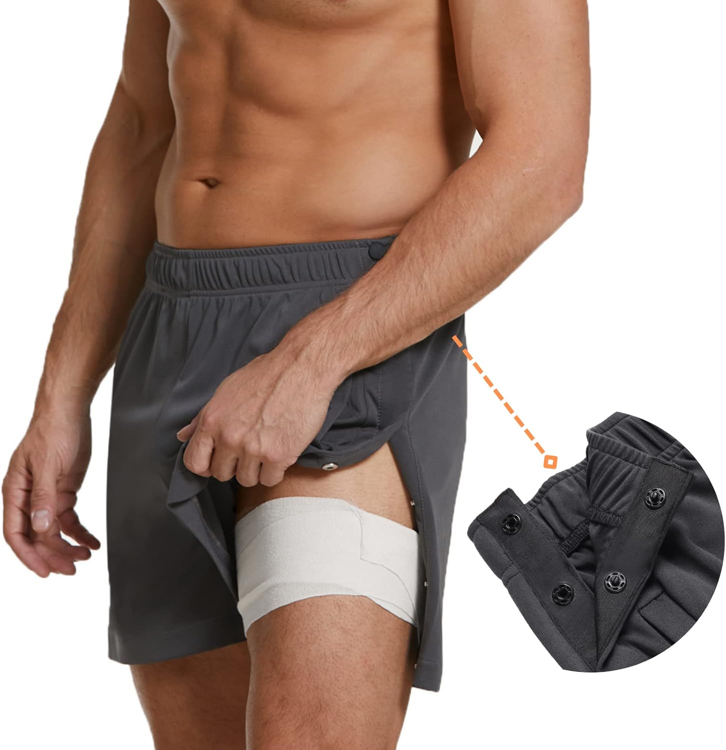 Deyeek Men's Snap Tear Away Athletic Shorts - Breakaway Adaptive Post Hip Knee Surgery Recovery With Pockets - Image 4