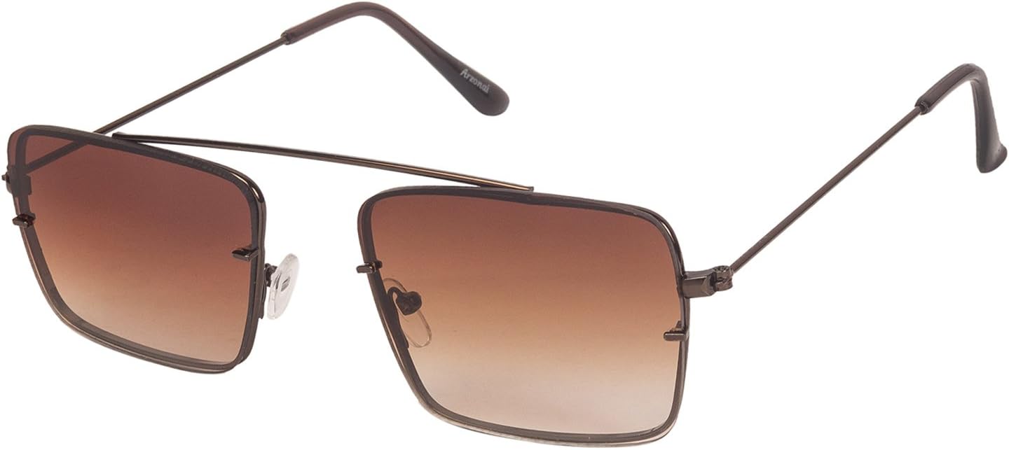 Arzonai Raees Rectangle Shape Brown-Brown UV Protection Sunglasses For Men [MA-9999-S7 ]