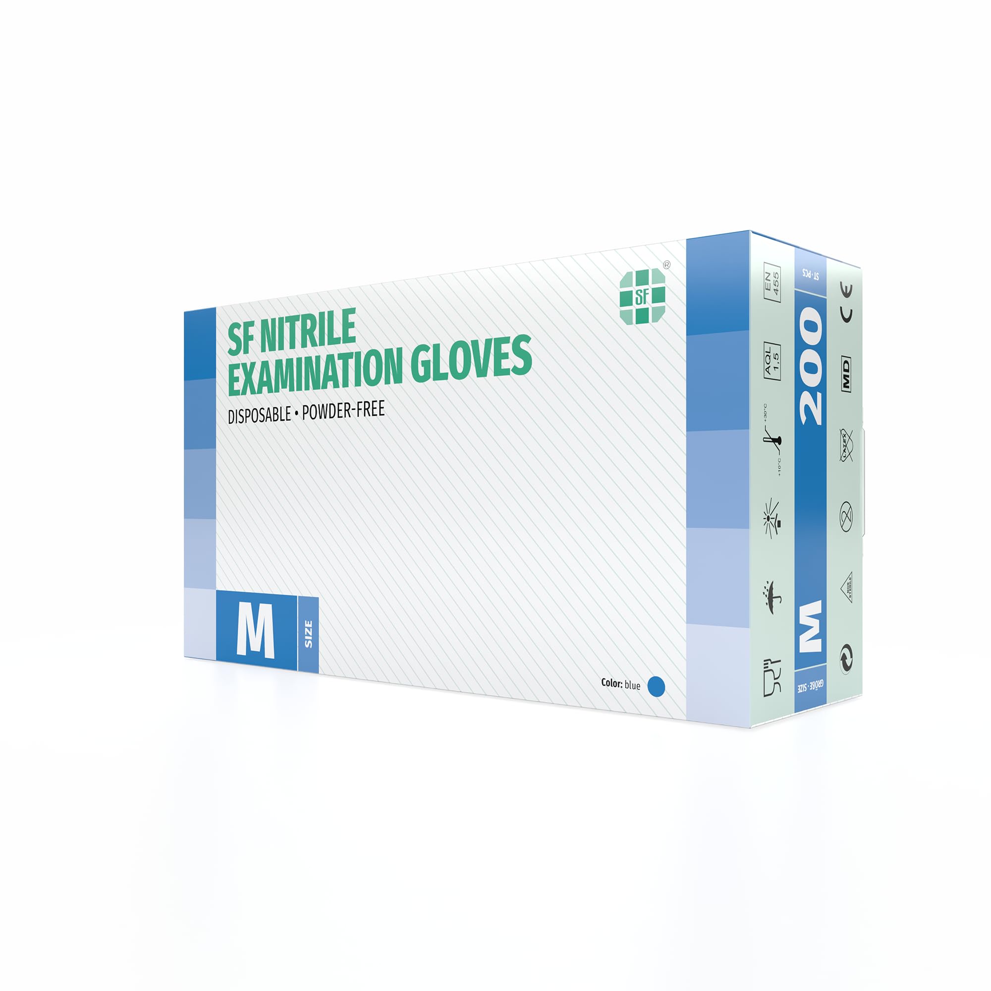 Guanti Nitrile M Blu 200 Pezzi Monouso Senza Lattice Senza Polvere