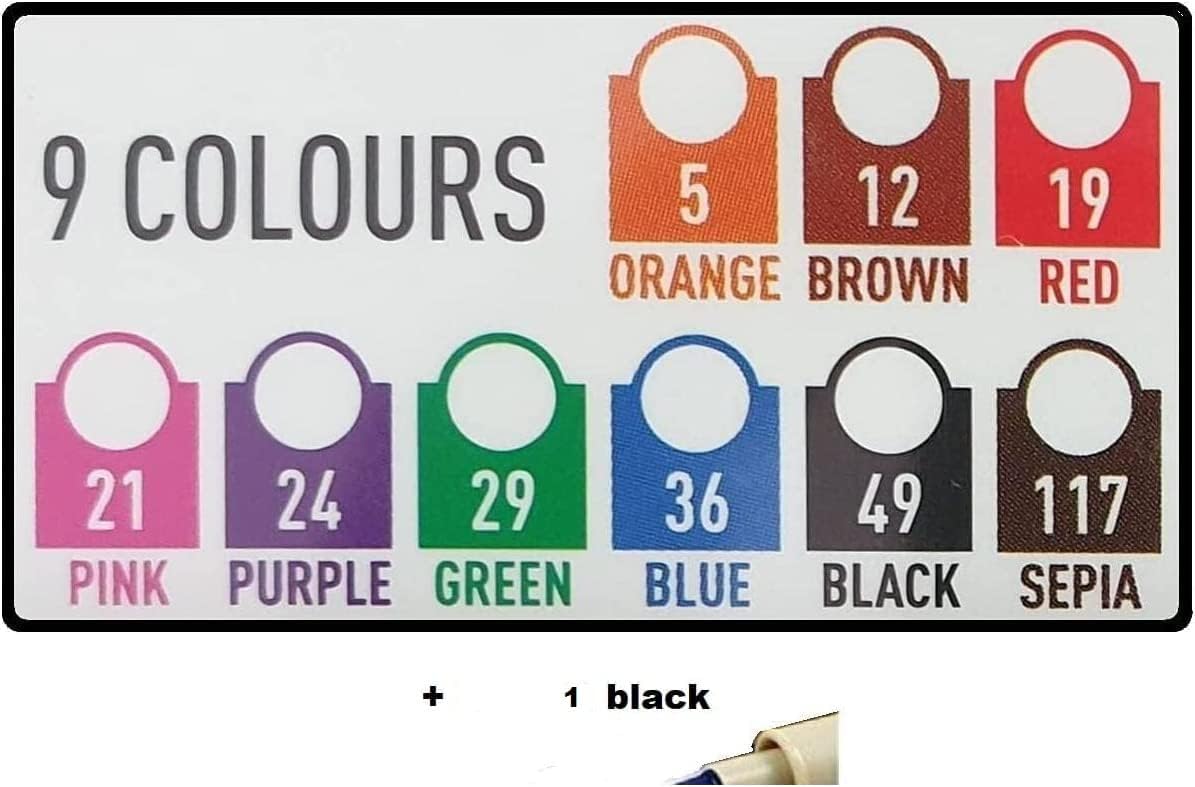 Pigma MICRON Sakura - Set di 9 colori, misura 05 + 1