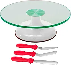 KIT BAILARINA GIRATÓRIA VIDRO BRANCA, KIT 3 ESPATULAS AÇO CONFEITARIA