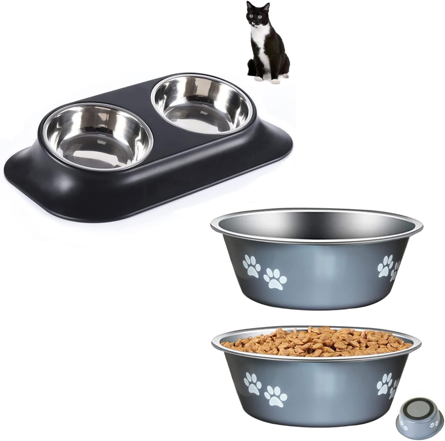 Pet Supplies Raised Cat Bowl Puppy Bowl,Stainless Steel Kitten Bowl
