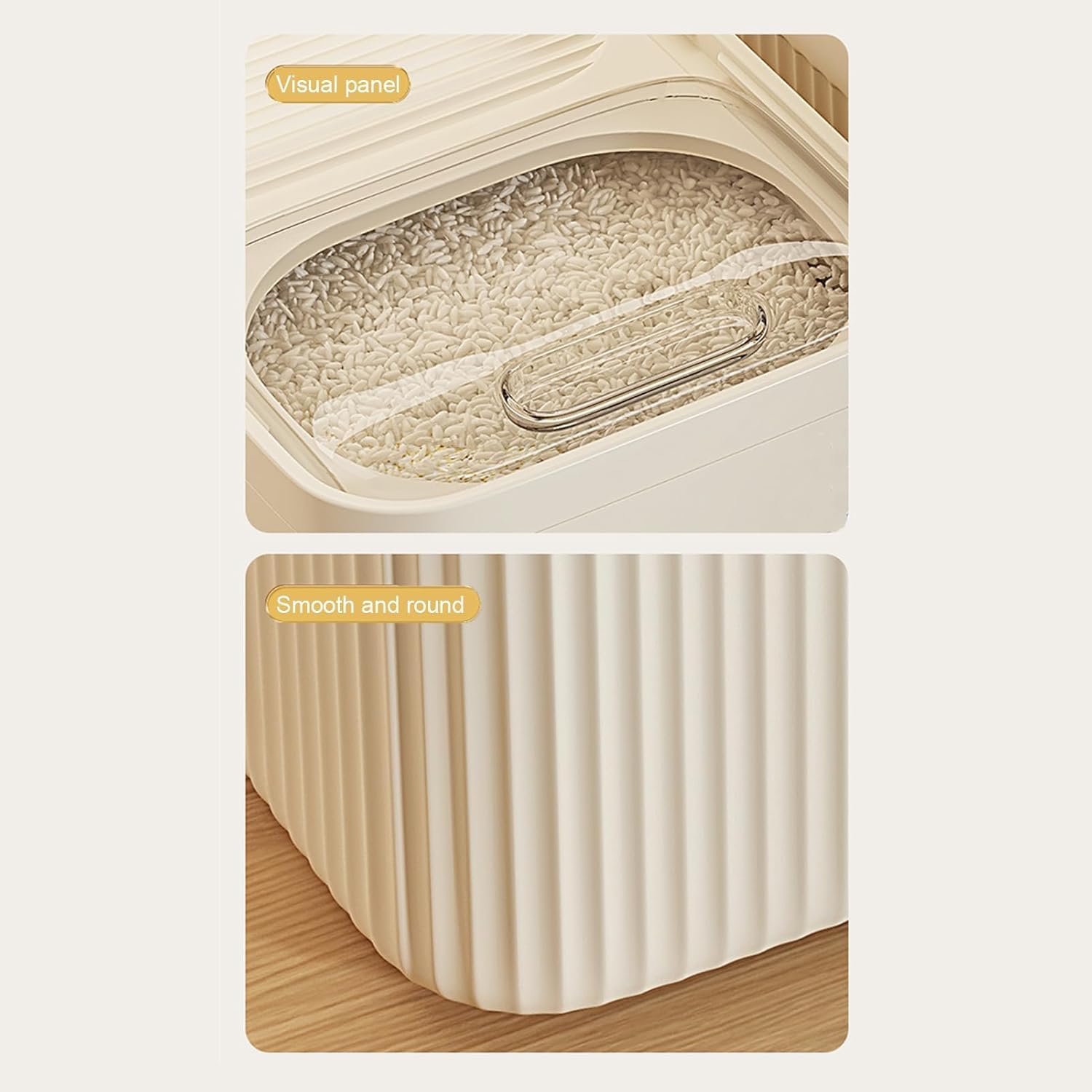 Récipient de rangement transparent pour nourriture pour animaux de compagnie avec tasse à mesurer 15 kg, seau à riz scellé hermétique, distributeur de grande capacité, design facile à verser, design