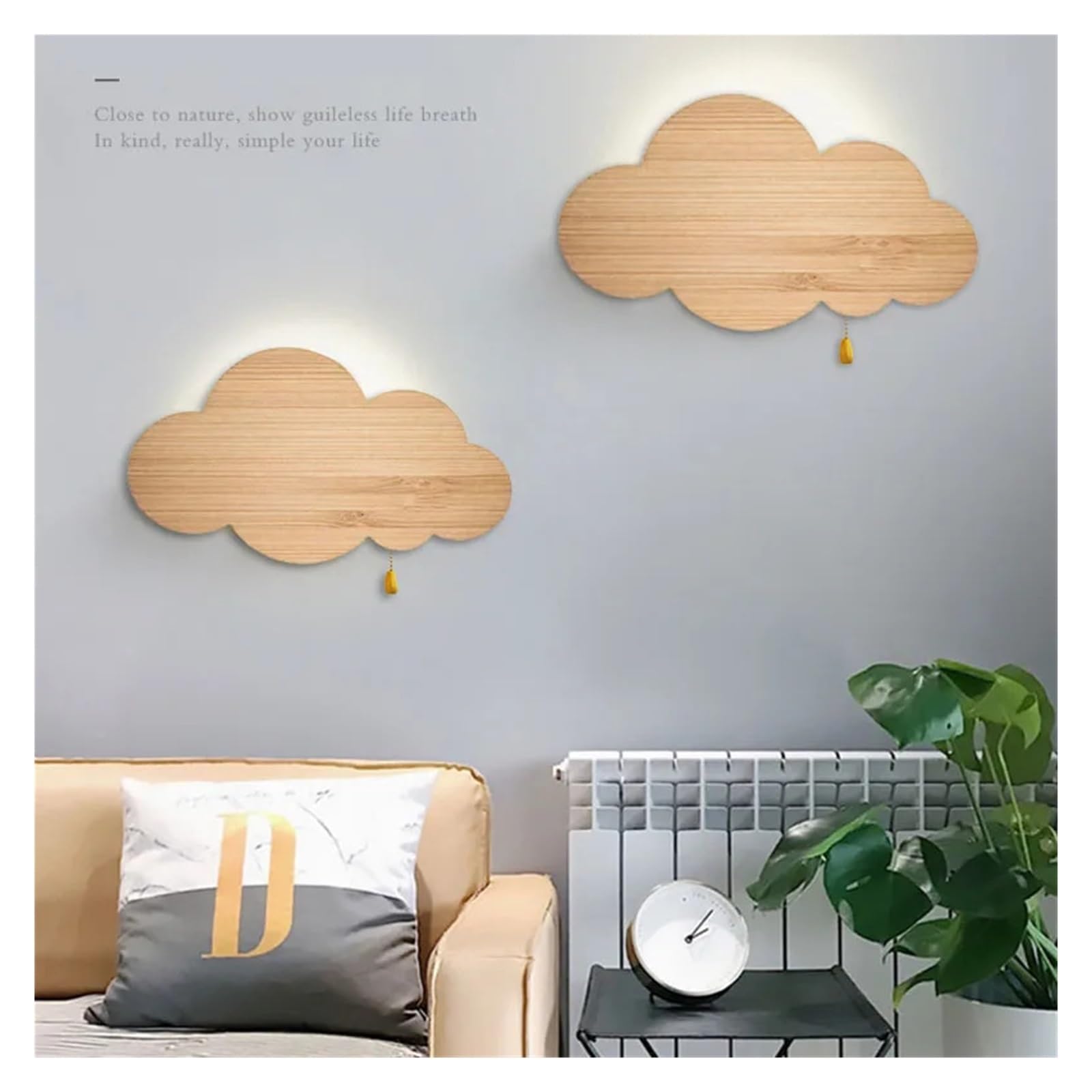Lampada Da Parete A Forma Di Nuvola Con Effetto Legno E Dimmer, A LED, For Cameretta Dei Bambini, Camera Letto, Comodino Facile Installazione(Cloud 2PCS)