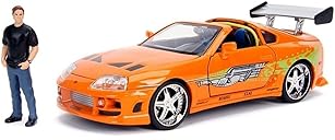 Jada Fast & Furious Brian’s 1995 Toyota Supra Diecast Model – 1:24 Scale Durable Die Cast Car – Includes Brian O' Conner Figure – Perfect for Collectors and Kids