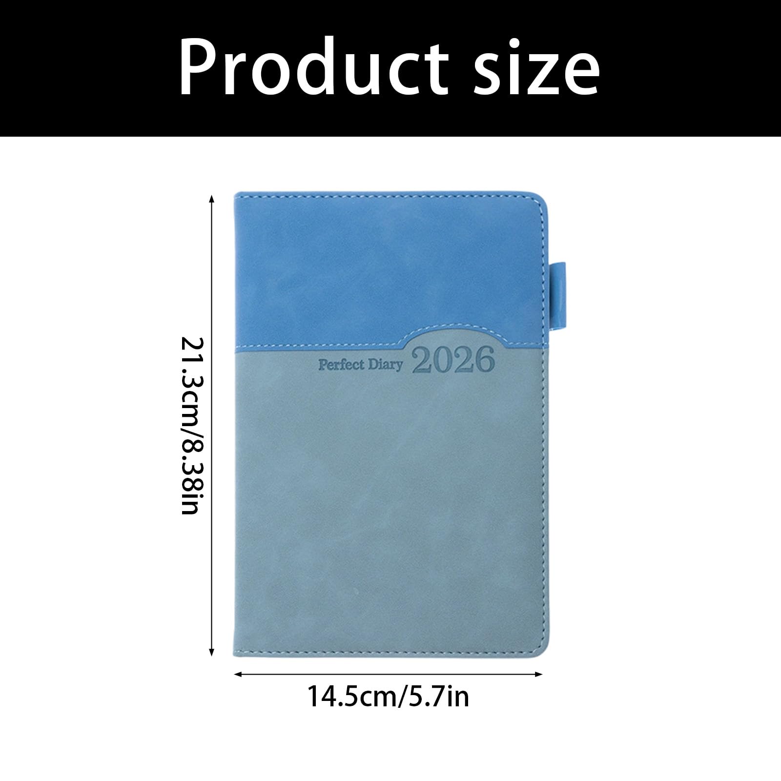 Daily Journal 400-stronicowy terminarz z wyściółką ze skóry PU Planista akademicki z kolorowymi zakładkami miesięcznymi do notatnika z harmonogramem(Dark Blue)