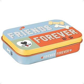 Nostalgic-Art Retro Treat Tin, 6 x 9.5 x 2 cm, Paw Sign - Friends Forever - Gift Idea for Dog Owners, Dog Treat Tin, Vintage Design
