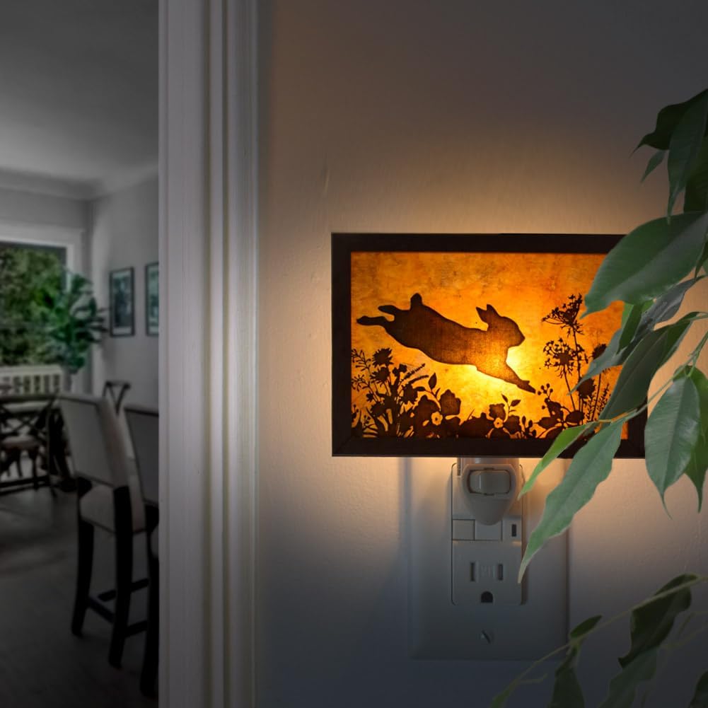Leaping Rabbit American Mica Art Plug-in Night-Light, 5.5 x 3.75