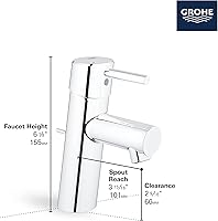 Vista 5 de GROHE 34271ENA Concetto, Single Hole Single-Handle S-Size Bathroom Faucet 1.2 GPM Less Drain, Brushed Nickel