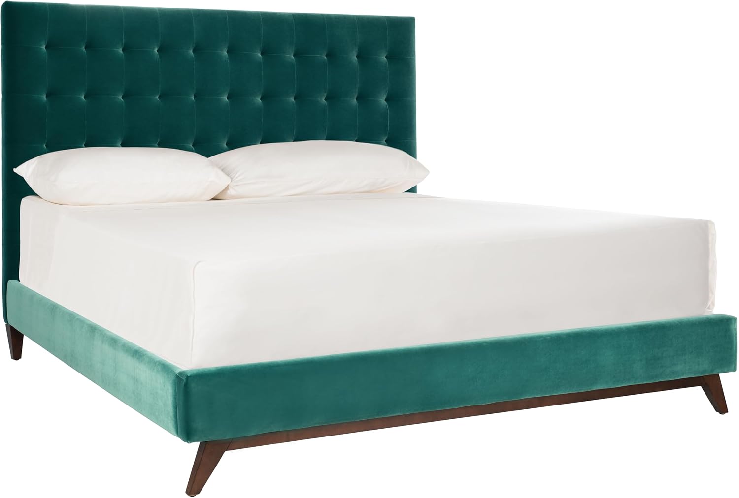 SAFAVIEH Couture Collection Tsarina Dark Seafoam Velvet Tufted King Size Bed