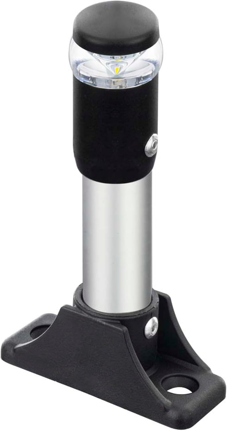 Pactrade Marine Navigation Lights for Boats LED - 4.5 Inch White All-Round Stern Light (Fixed Base, Surface Mount) for Night Boating - 52 LM Pontoon, Kayak, Jon Boat Accessories (DC10-30V)