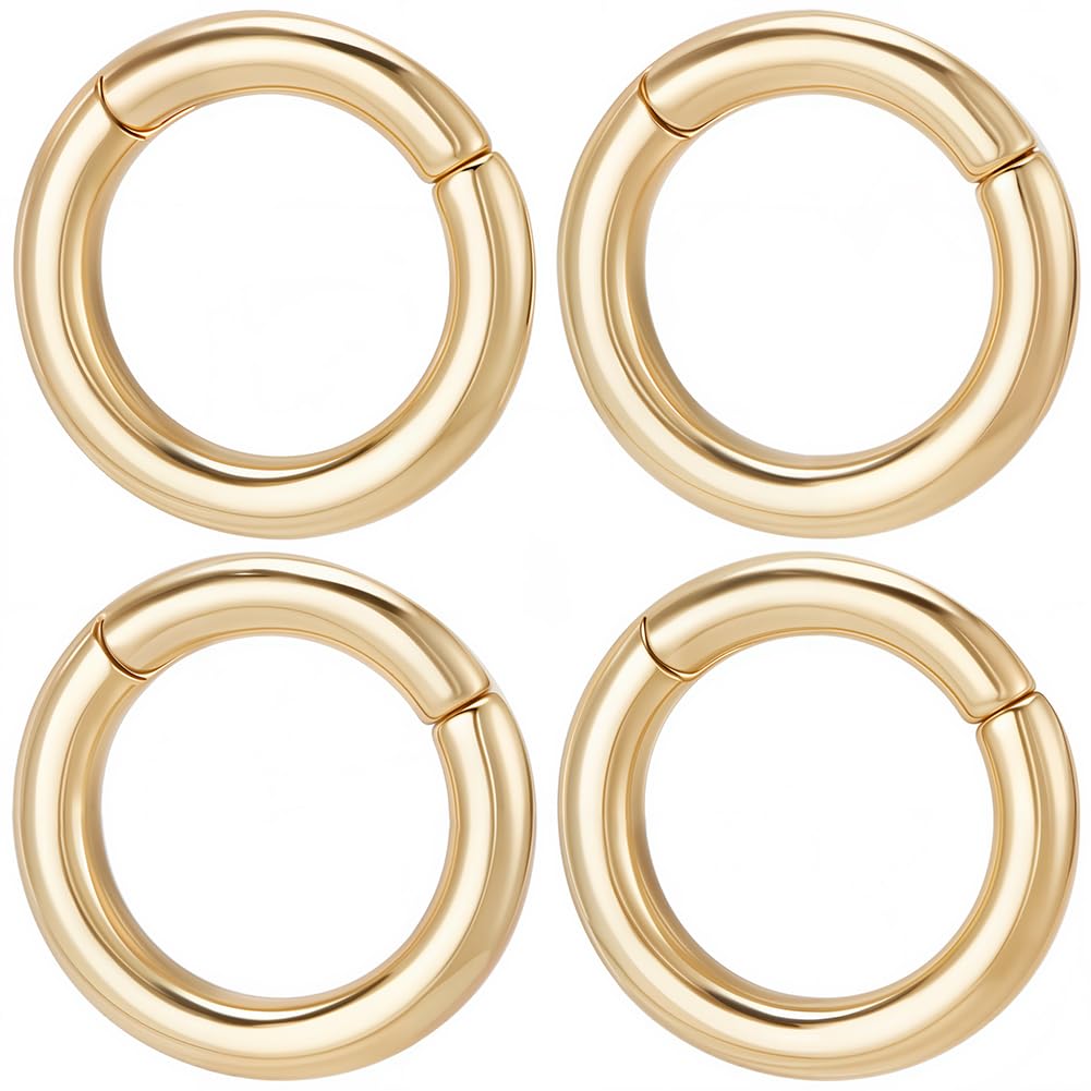Anillos redondos de oro 18k SUNNYCLUE 14mm con mosquetón para joyería y llaveros