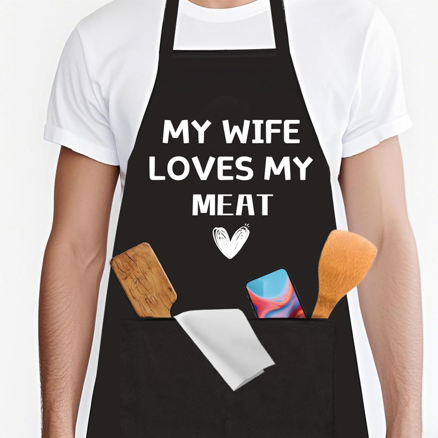 DHQH Kitchen Apron for Men with Pockets, Husband Birthday Gift for Him, Father’s Day Gifts for Men from Wife, BBQ Chef Aprons for Brother Dad Hubby