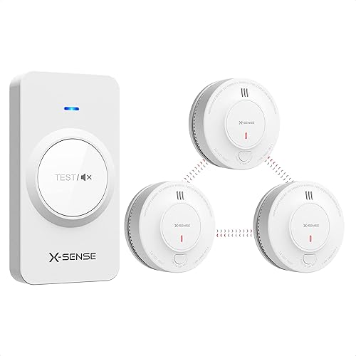X-Sense Detector de humo interconectado inalámbrico SD19-W (3 unidades) y control remoto X-Sense