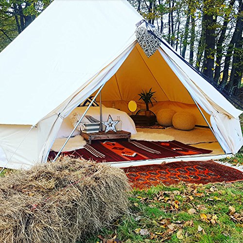 Playdo 3M/9.8Ft 4 Season Cotton Canvas Bell Tent Camping Yurt Tent Huning Wall Tent With Top Stove Hole For 2 Person #TOP3