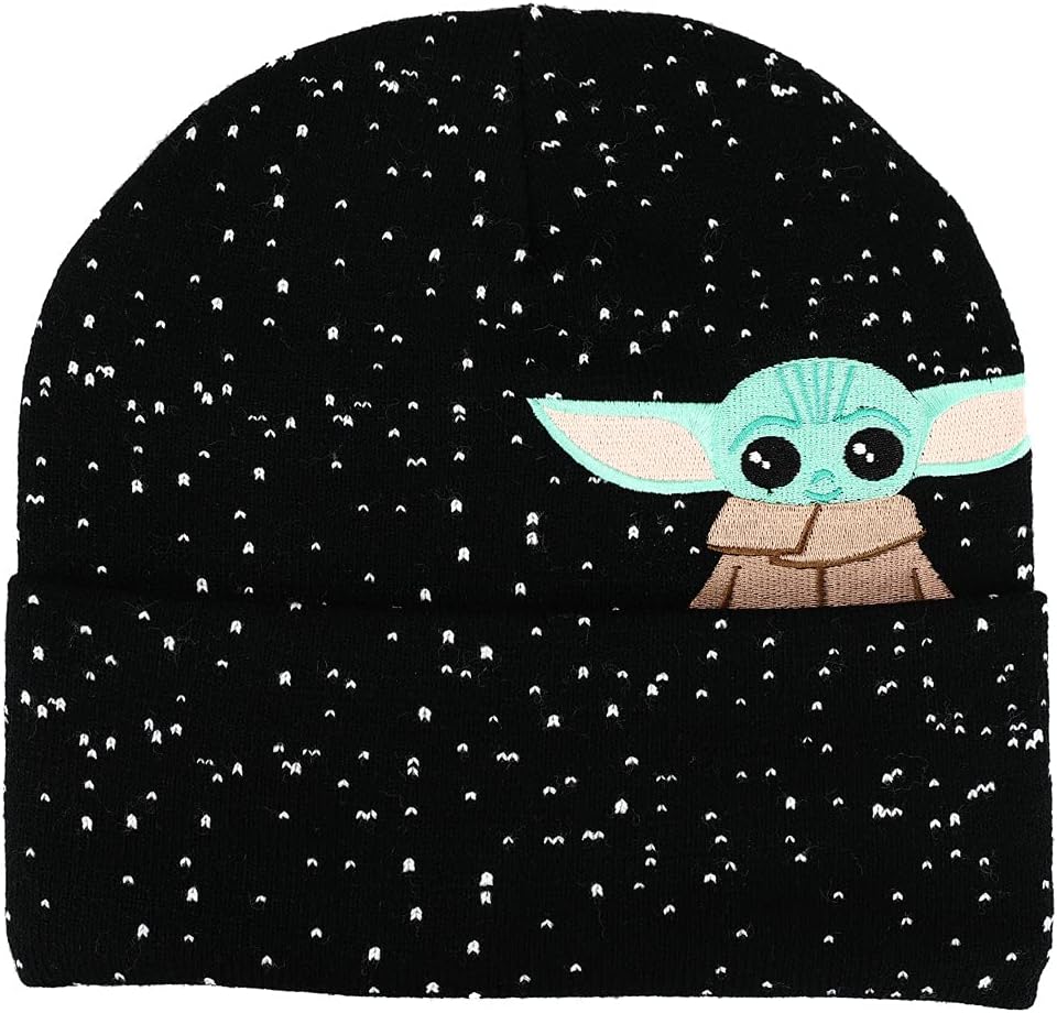 Bioworld Grogu Peekaboo Embroidered Jacquard Beanie Black