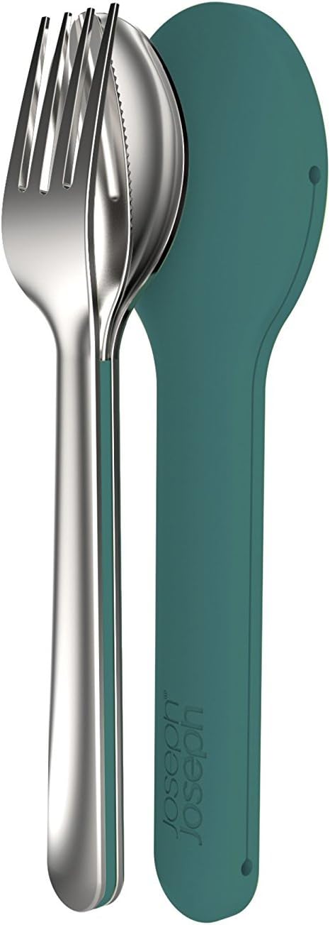 Joseph Joseph Go Eat Space Saving Stainless Steel Cutlery Set, Teal