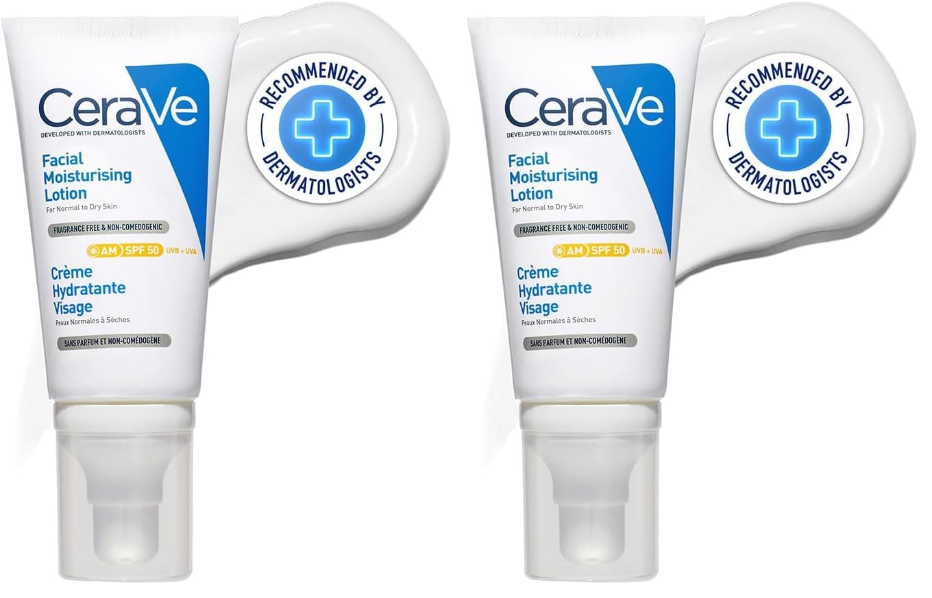 CeraVe AM Facial Moisturizing Lotion for Normal to Dry Skin (52 ml) with Broad Spectrum Sunscreen SPF 50, Enriched with Ceramides, Niacinamide & Hyaluronic acid (Pack of 2)-image-5