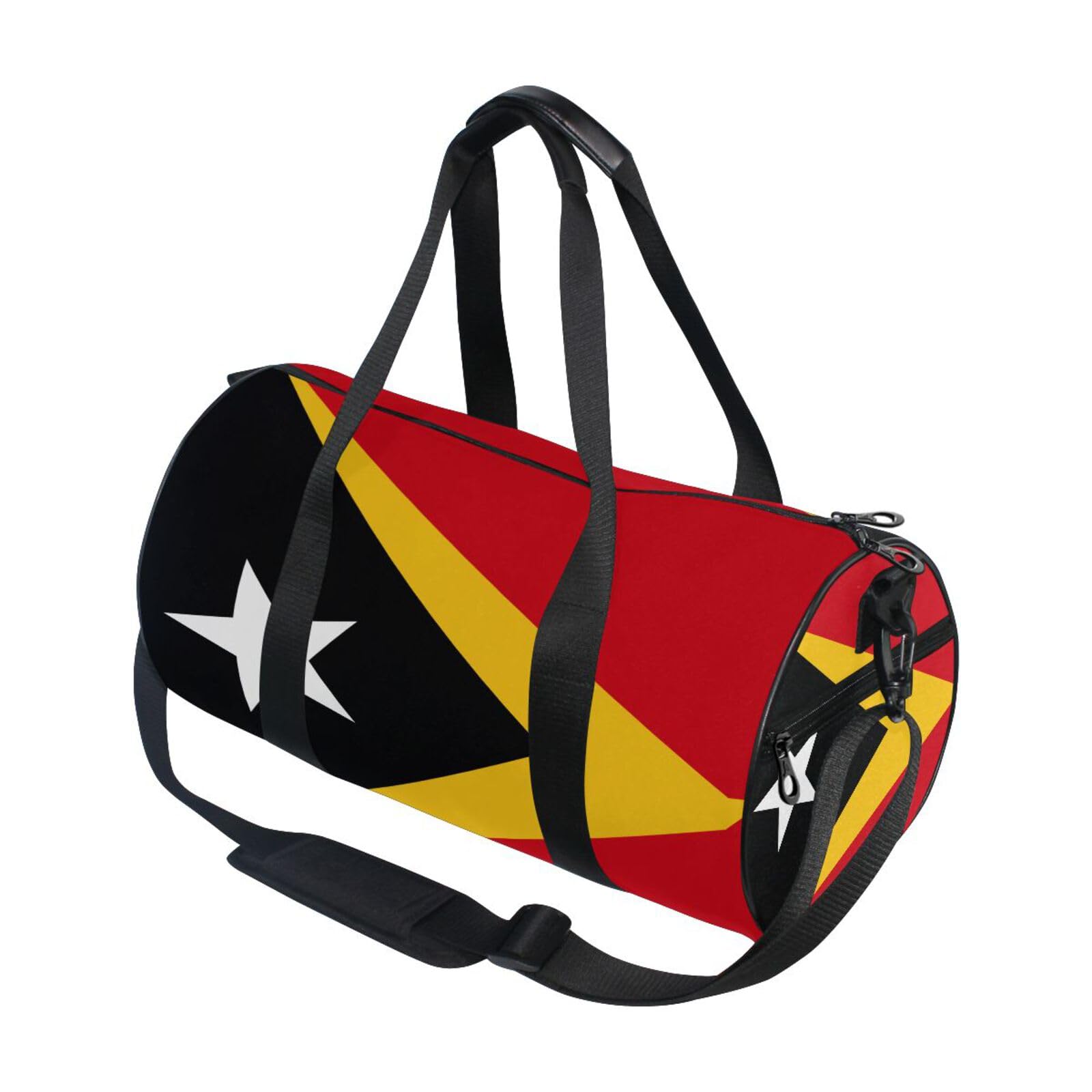 Bolsa de gimnasio ligera y cilíndrica con compartimento interno y diseño de Timor-Leste 7