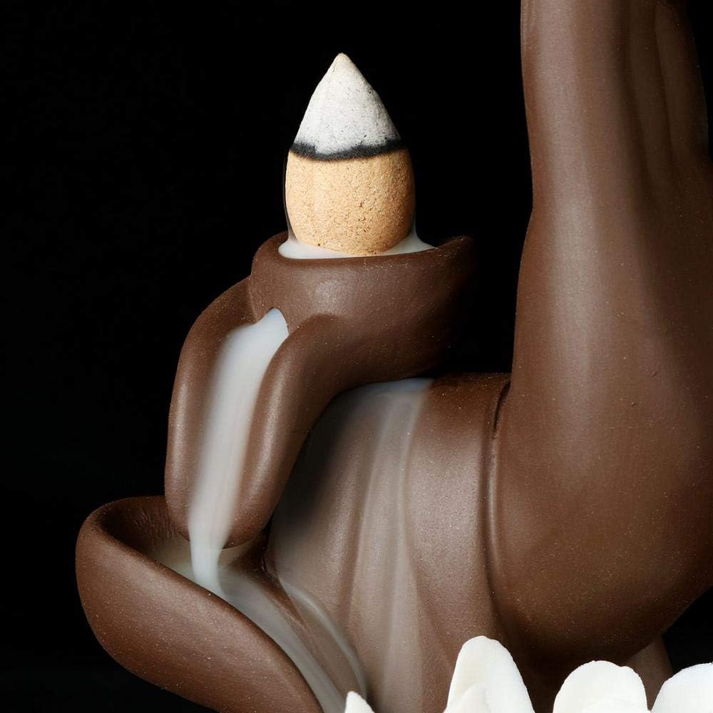 Backflow Incense Holder, Home Lotus Monk Incense Burner with 20 Cones and Gift Box, Ceramic Incense Holder Incense Burner (Monk)