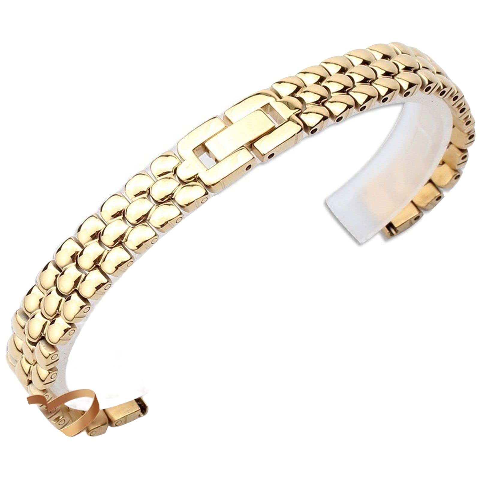 Bracelet de montre en acier inoxydable couleur or maillon chaîne femme 10mm