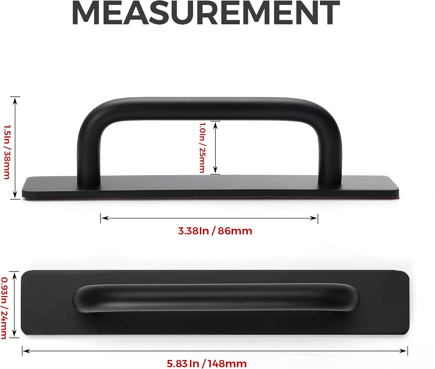 Ravinte Adhesive Cabinet Handles Self Stick Drawer Pulls Stick on Handle Black Cabinet Pulls No Drilling Push Pull Helper for Kitchen Cabinet Window Sliding Closet Door Handle - 5.83", 2 Pack