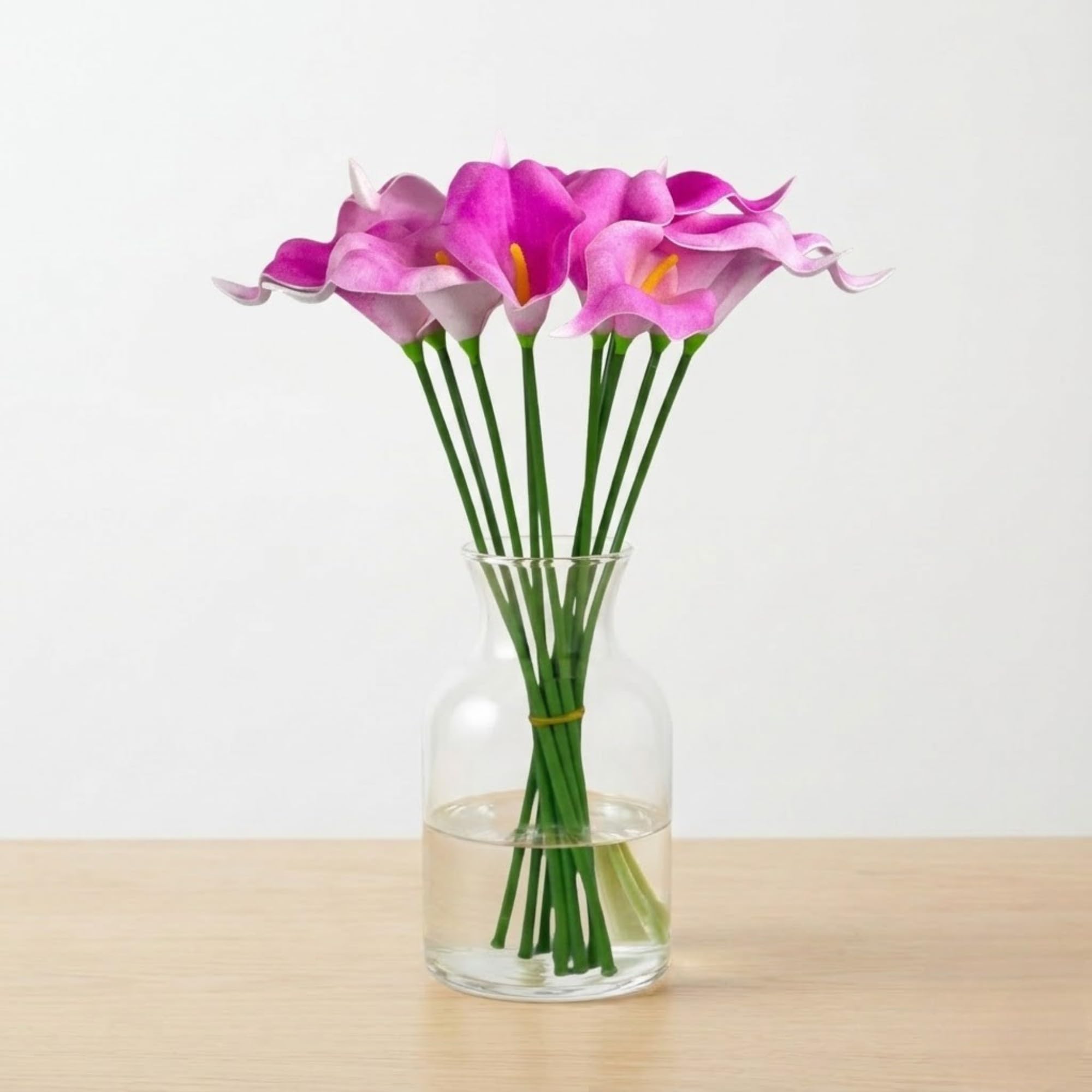 VENSA KINS Elegant Artificial Calla Lily Flower Stick | Realistic & Long-Lasting Faux Lily Stem for Home Office Wedding Party Decoration | Durable & Easy to Arrange Floral 5 Sticks (Fuchasia Pink)