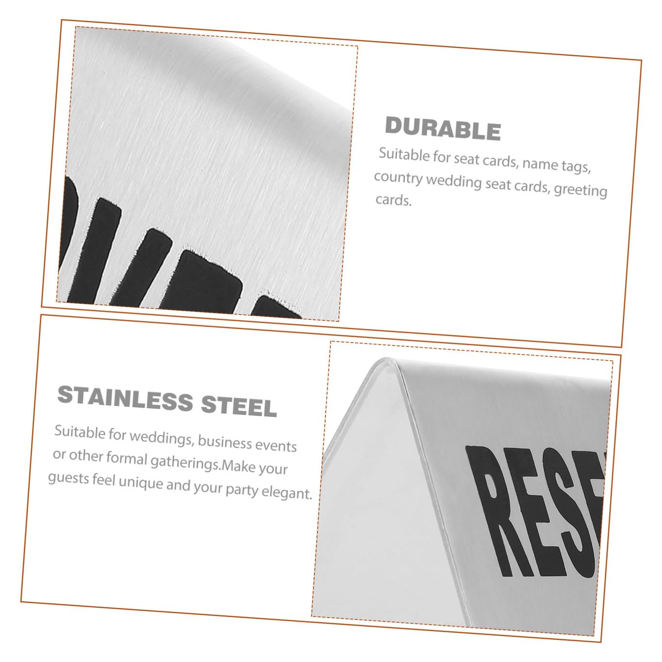 Cabilock 4 piezas Carteles Reservados de Mesa Doble Cara de Acero Inoxidable Plateado para Restaurantes Hoteles Eventos y Bodas