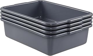 Quickquick 13 L Plastic Commercial Wash Basin, Food Service Bus Tubs, Deep Gray, 4 Packs