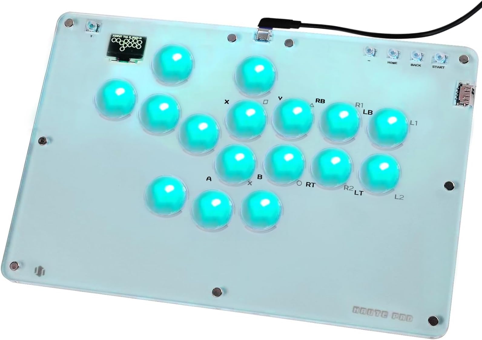 Sehawei Haute42 Arcade Stick T16-Crystal All-Button Arcade Controller 16Keys Compatible with PC/Ps3/Ps4/Switch/Steam,Fight Stick for Fighting Games with Custom RGB & Turbo Functions & Hot Swap
