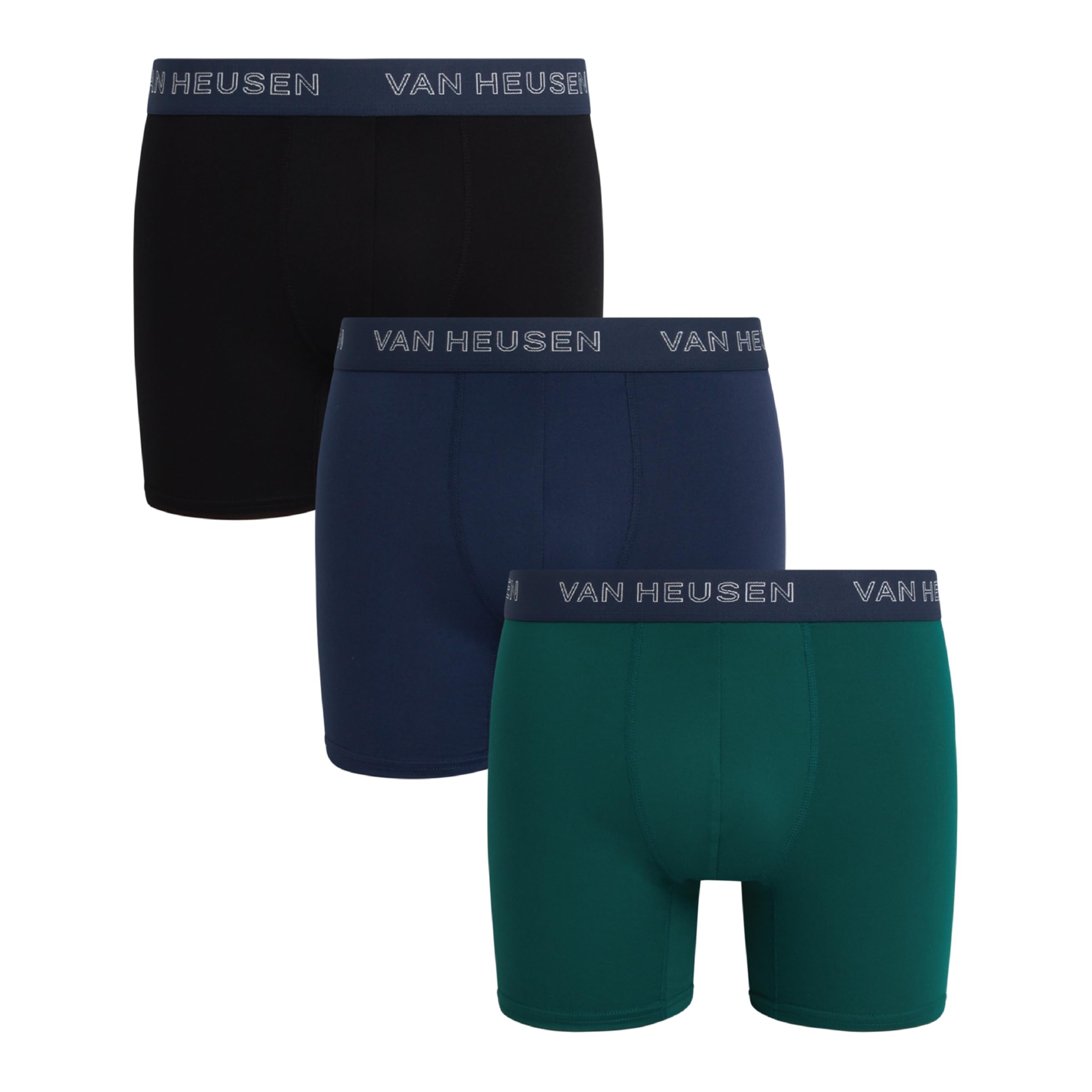 Van Heusen Mens Underwear Boxer Briefs - 3 Pack Soft Stretch Performance Boxer Briefs for Men with Contour Pouch, 6" Inseam, Dark Grey/Green/Black, XL