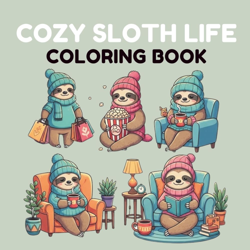 Cozy Sloth Life Coloring Book: Adorable Sloths in Everyday Human Life Scenes for Stress Relief and Relaxing Coloring Fun for Kids, Teens & Adults (K-Pop Love Coloring Book Series)