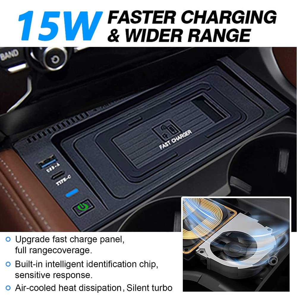 Caricatore Wireless Auto per BMW X5/X6 2014-2018 Consolle Centrale Accessorio, 15W Rapida Ricarica Telefono Pad per BMW X5 F15 2014-2018/X6 F16 2014-2019, Regalo per BMW Proprietari