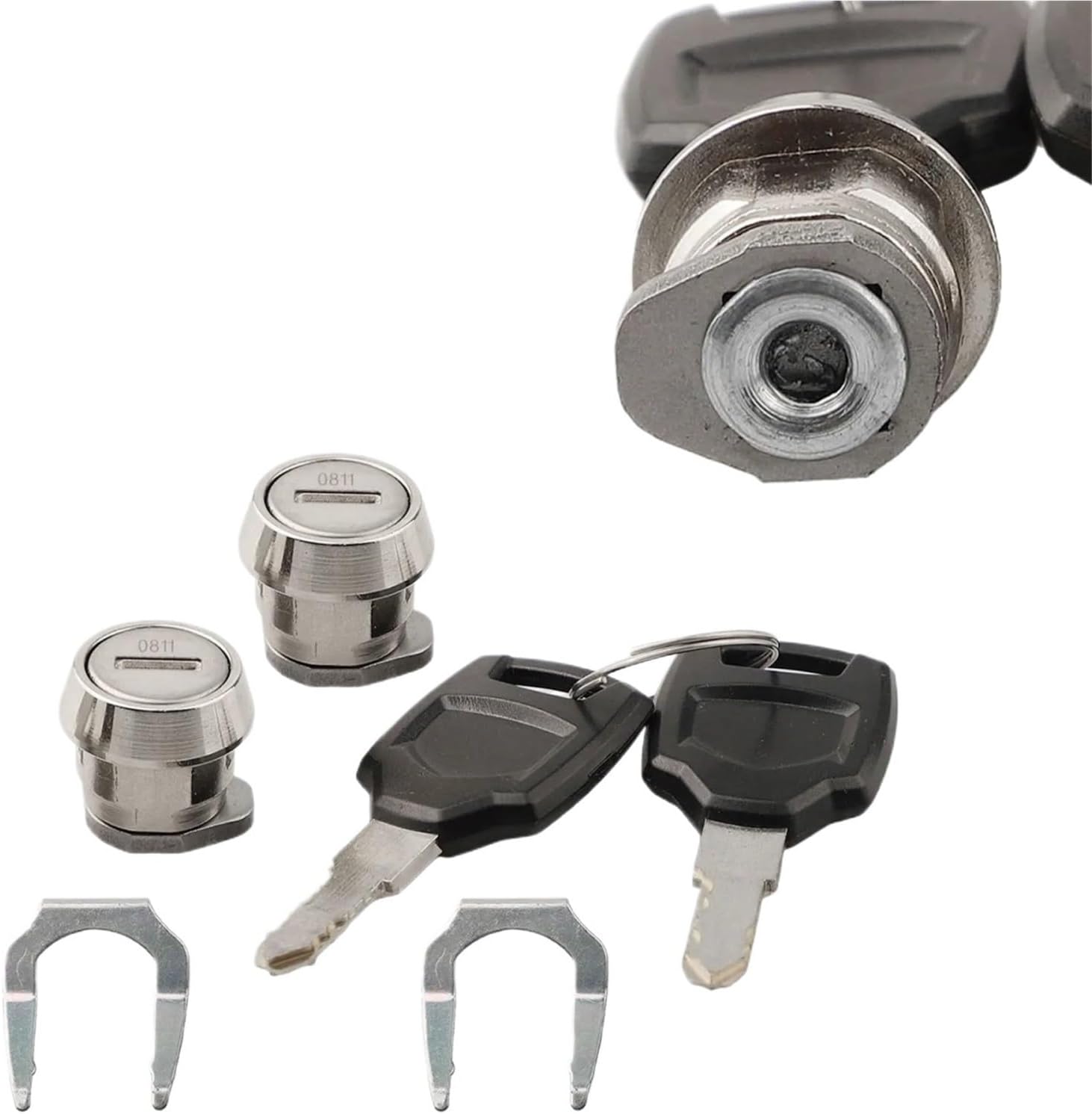 Two Sets of Motorcycle Luggage Lock Accessories 2 Keys Cylinder Multifunctional